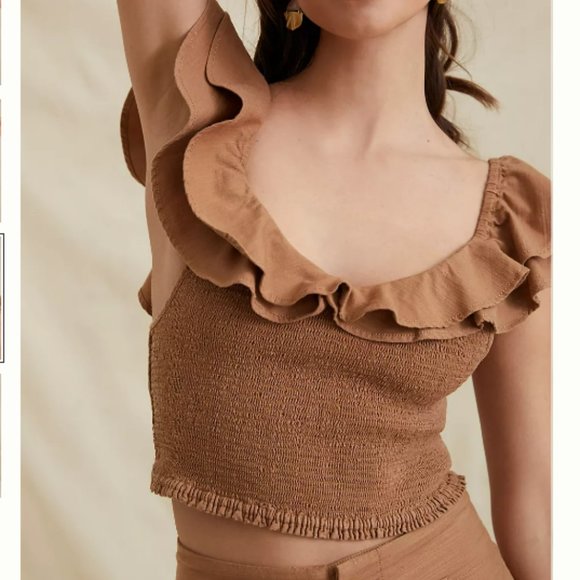 Maeve Tan Ruffled Blouse - Picture 4 of 5